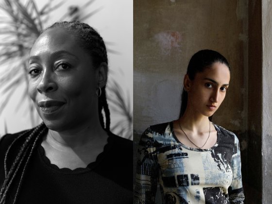 portrait of Otobong Nkanga (left) and Leyla Yenirce (right)