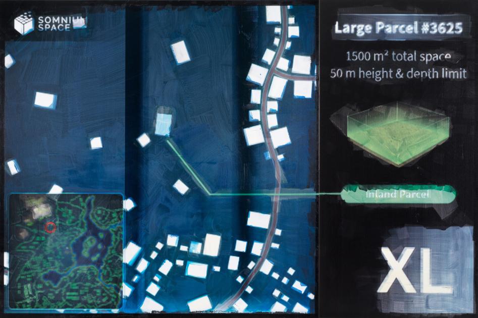 Die Abbildung zeigt das Werk "Metaverse Landscape 27" von Simon Denny