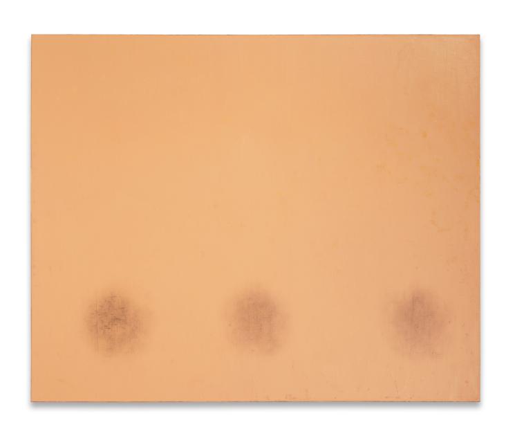 Maximilian Kirmse, "Fettflecken (Bürgeramt)" (Grease Marks (Citizens' Office)), 2023, oil, acrylic on canvas, 130 x 160 cm