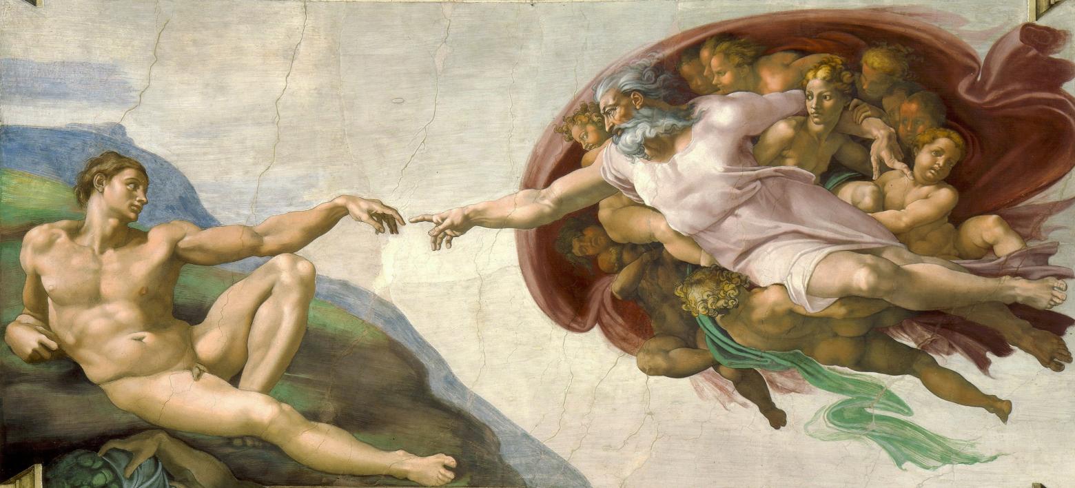 Michelangelo "Die Schöpfung Adams", um 1512, Sixtinische Kapelle, Rom