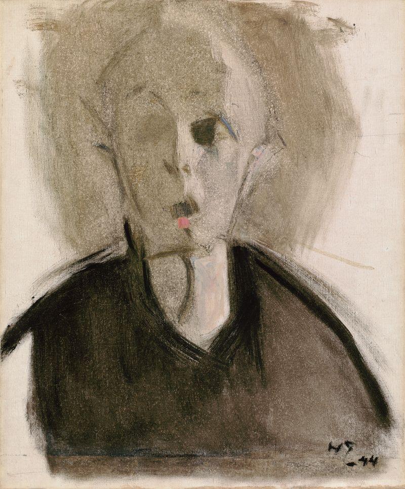 Helene Schjerfbeck "Self-Portrait with Red Dot", 1944