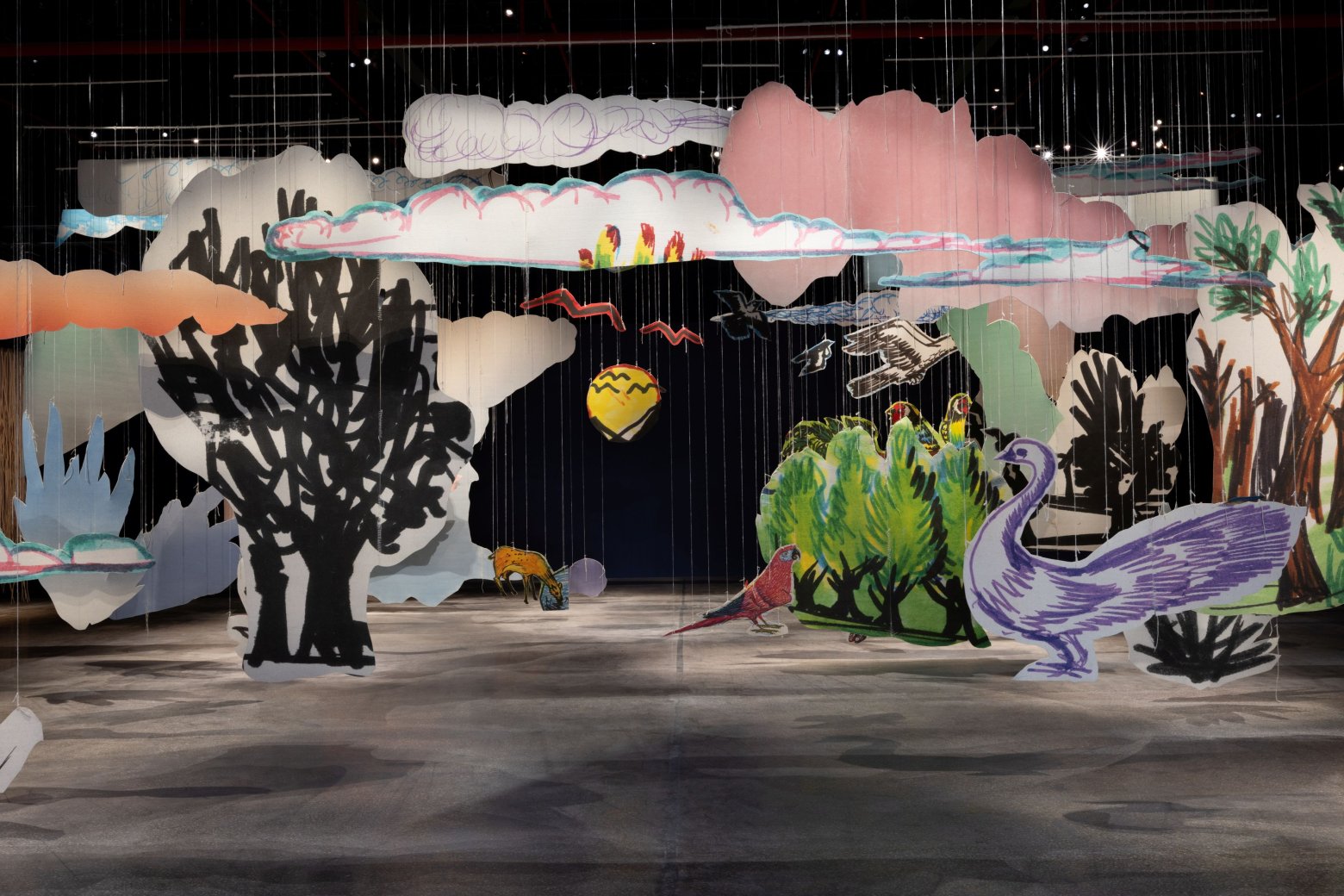 Petrit Halilaj "Very volcanic over this green feather", 2021, Installationsansicht, "In Interludes and Transitions", Diriyah Contemporary Art Biennale 2026 