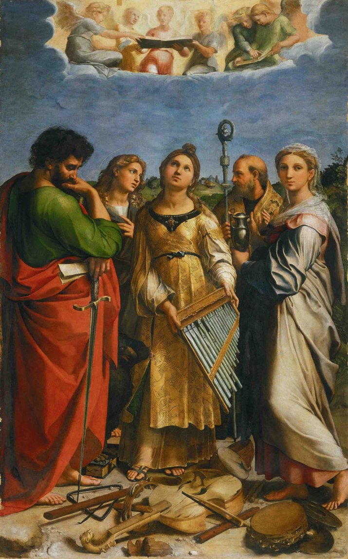 Raphael "Die Ekstase der Heiligen Cäcilia mit den Heiligen Paulus, Johannes dem Evangelisten, Augustinus und Maria Magdalena", ca. 1515/1516