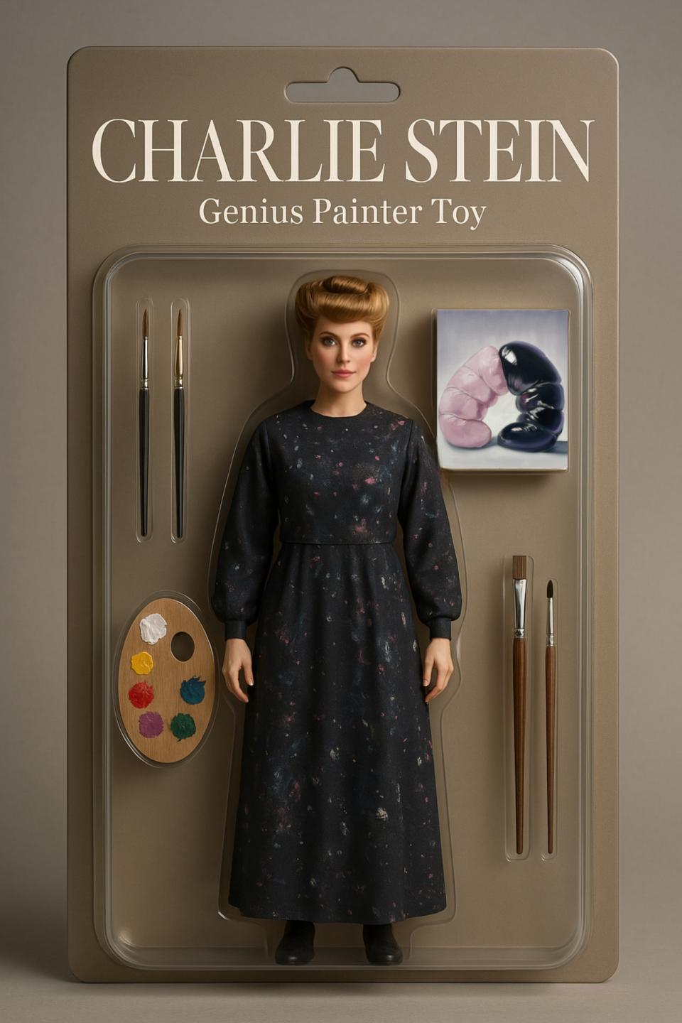 KI-generiertes Bild einer Action-Figur von unserer Autorin, der Malerin Charlie Stein