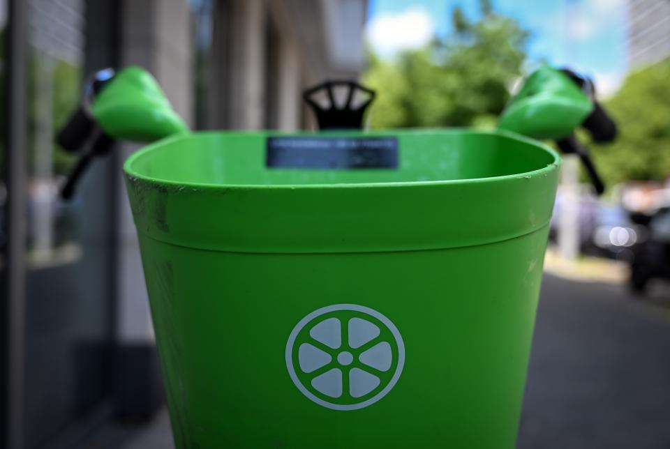 Ein Fahrrad des US-Roller- und Fahrradvermieters Lime