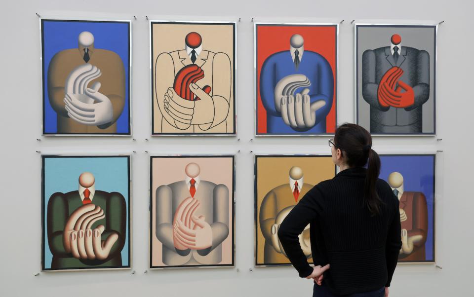 Das Gemälde "Klatscher" (1980) in der Ausstellung "Hans Ticha - Retrospektive"