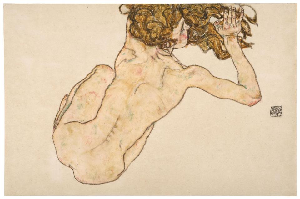 Egon Schiele "Kauernder Rückenakt", 1917