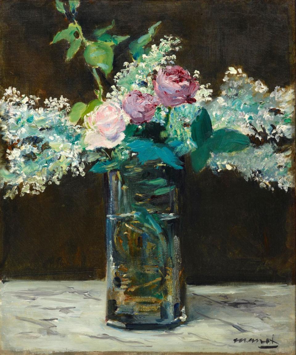 Édouard Manet "Vase mit weißem Flieder und Rosen", 1883