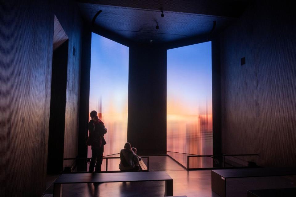 Eine Multimediainstallation im Eingangsbereich der Galerie der Romantik soll Besucher Friedrichs (1774-1840) Blick auf die Natur vermitteln