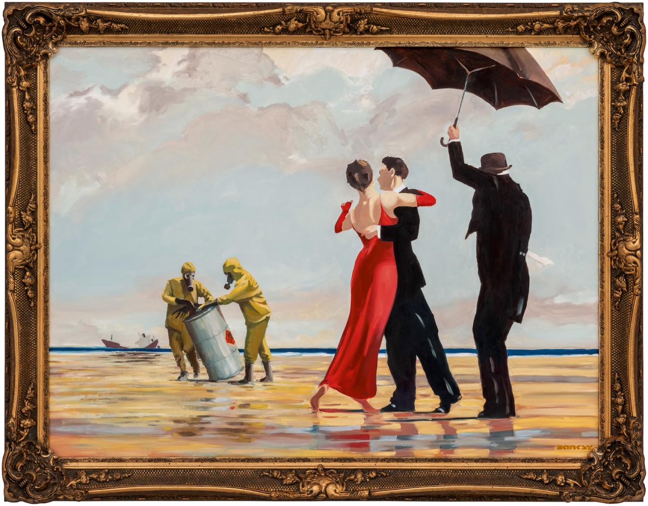 Banksys "Crude Oil (Vettriano)", ein übermaltes Gemälde, das sich im Besitz von Mark Hoppus befand
