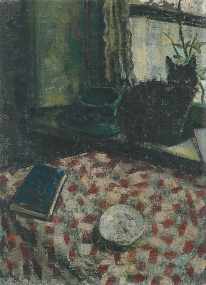 Mathias Barz "Ohne Titel (Interieur mit Katze)", 1923