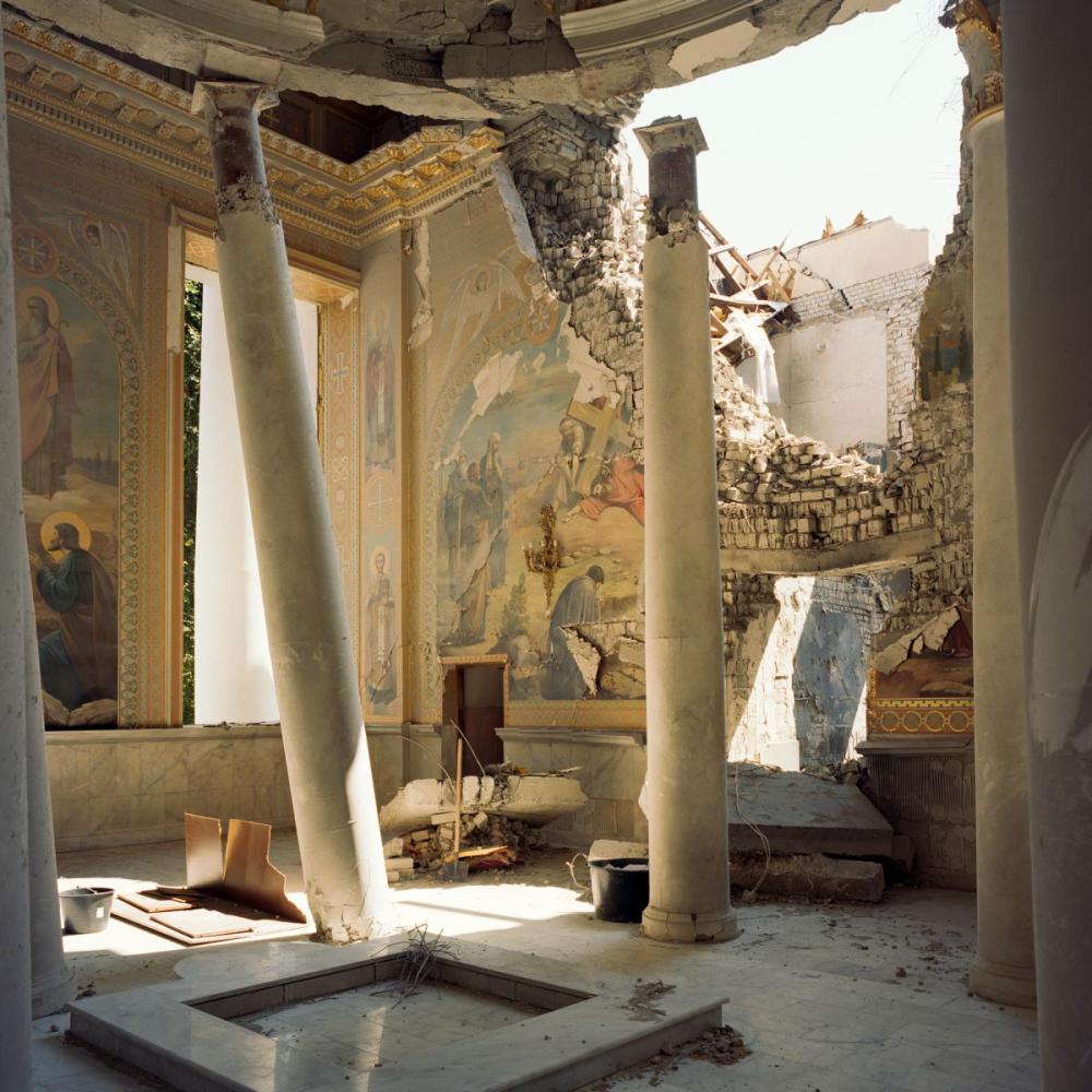 Sommer 2023. Ukraine. Die Verklärungskathedrale in Odessa wenige Tage nach ihrer teilweisen Zerstörung durch eine russische Rakete