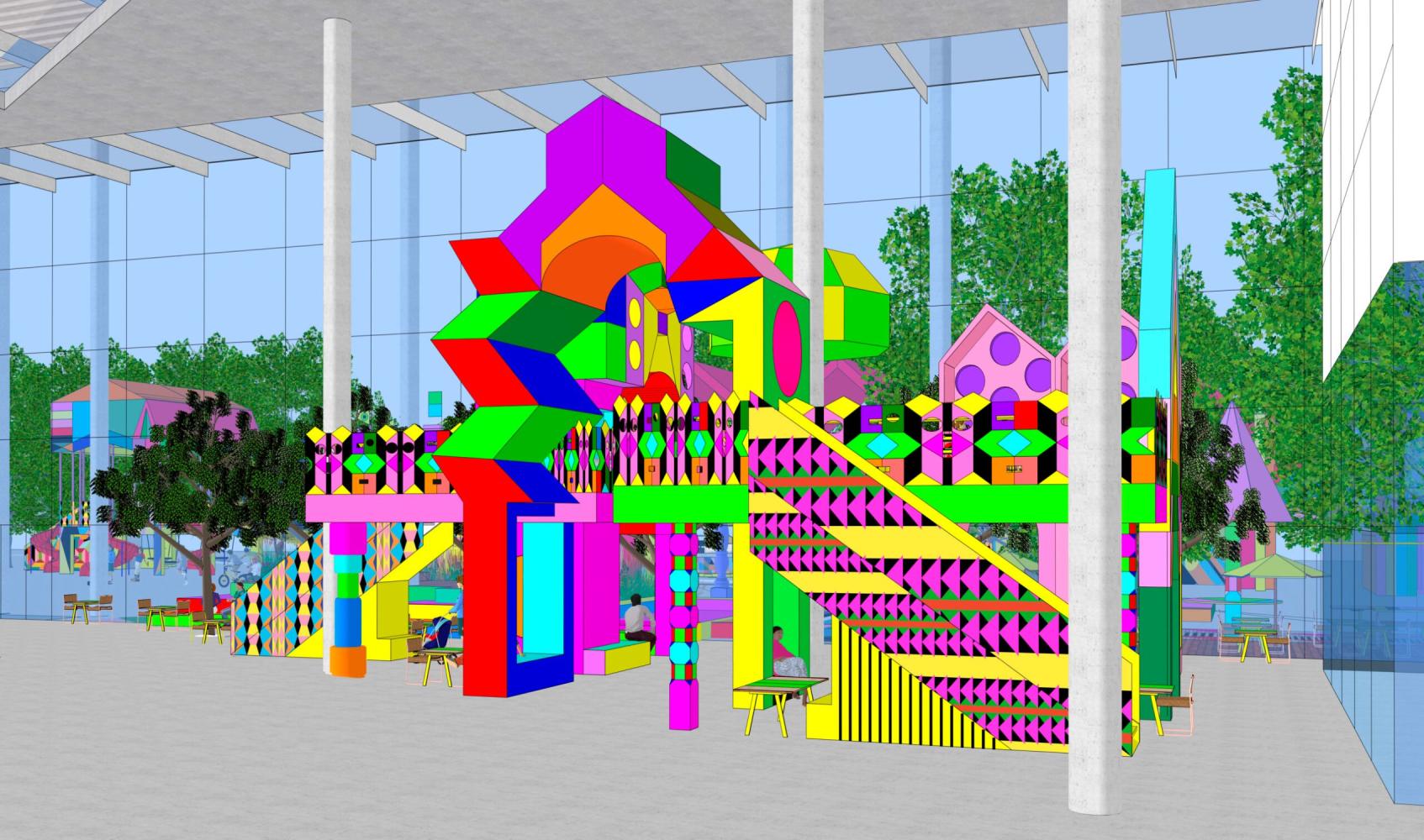 Flux-Entwurf von Morag Myerscough, 2025. Teil des Projekts in München