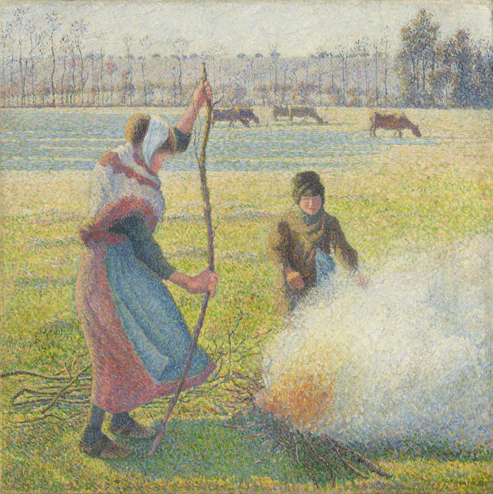 Camille Pissarro "Raureif, eine junge Bäuerin macht Feuer", 1888