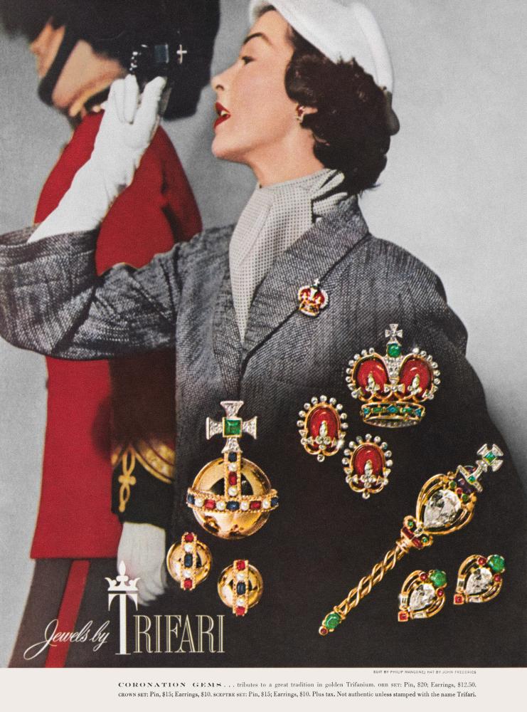 Werbung für Trifaris "Coronation Gems"- Serie, 1953