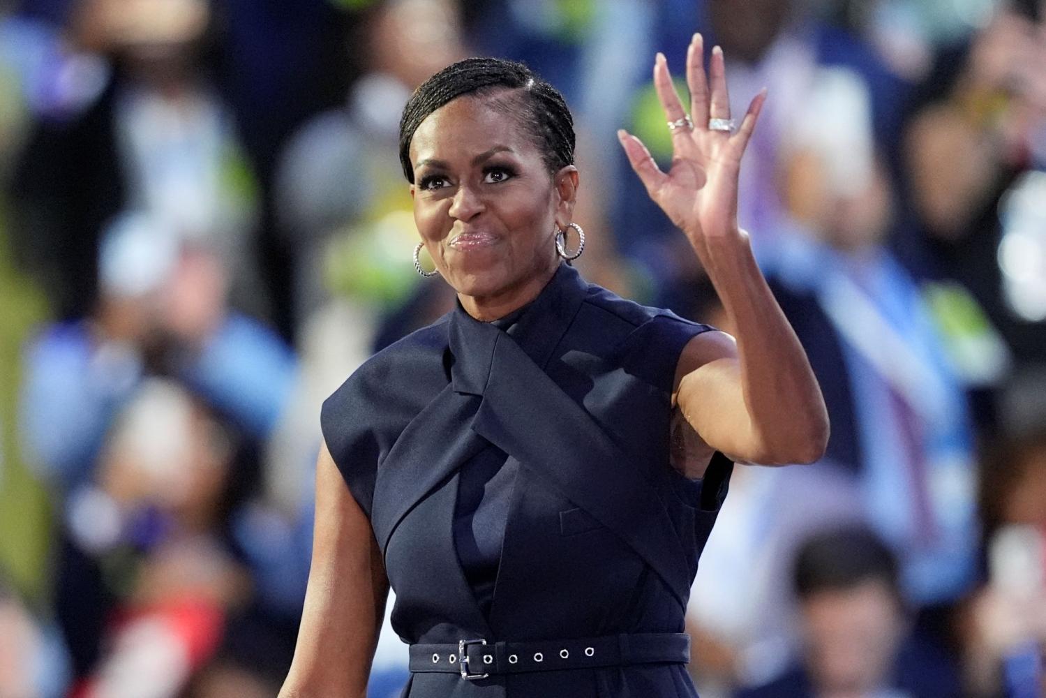 Die ehemalige First Lady Michelle Obama spricht während der Democratic National Convention in Chicago 2024