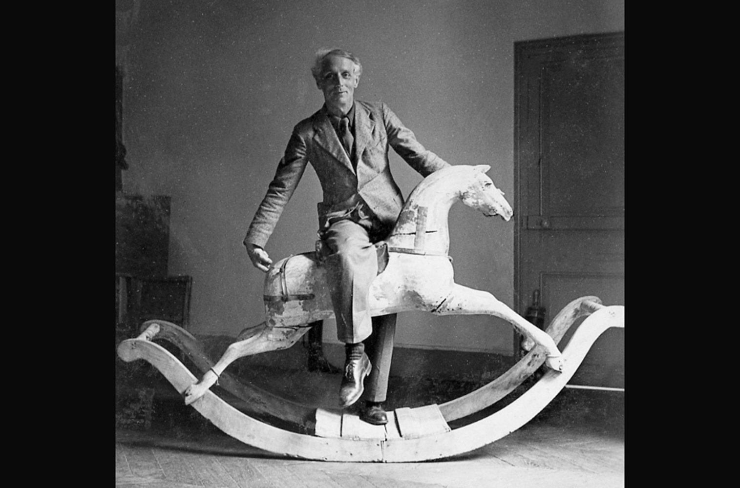 Max Ernst, Meister des Surrealismus, mit Schaukelpferd, 1937