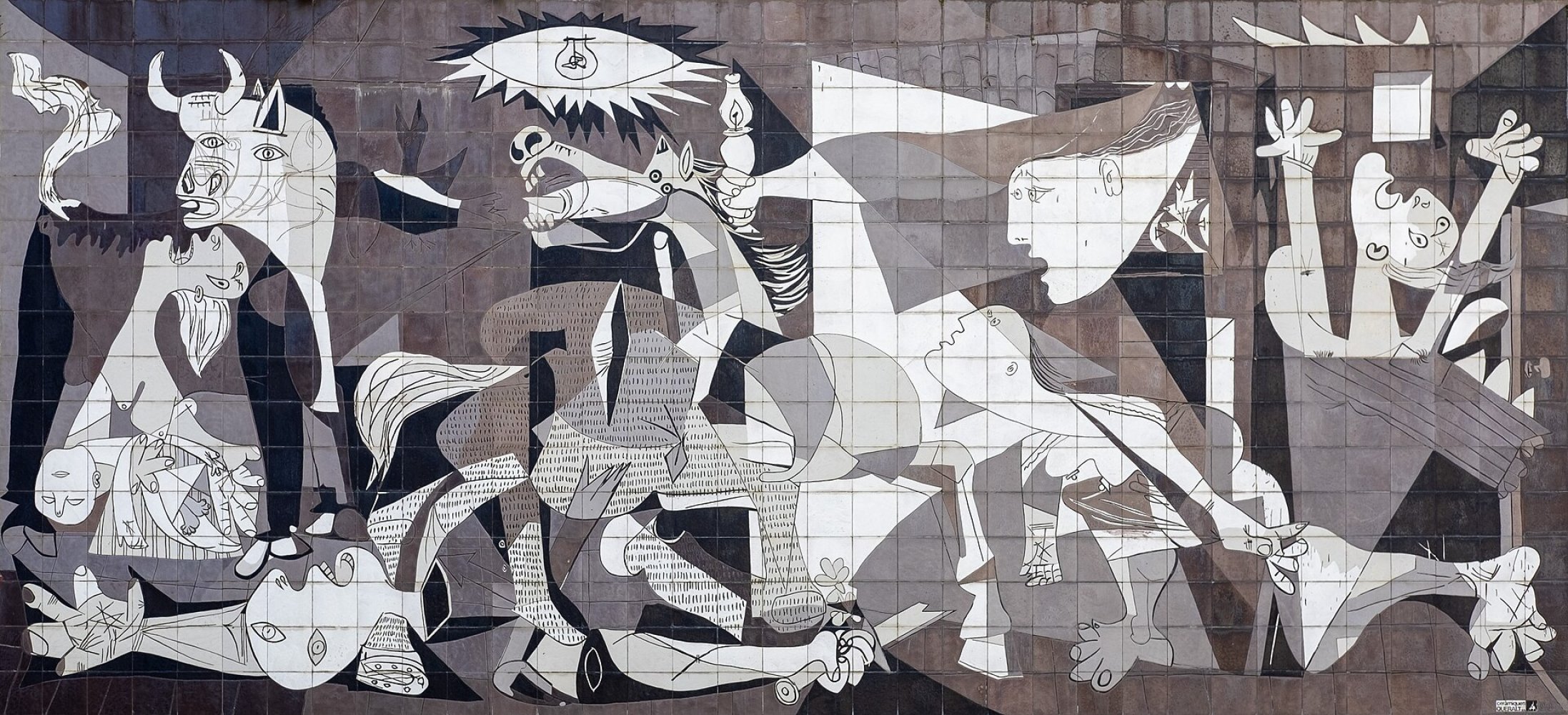 Pablo Picasso, Guernica – Reproduktion als großformatiges Keramikfliesen-Wandbild.